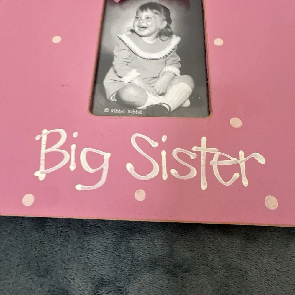 Wooden Big Sister Picture Frame Ribbit-Ribbit Pink 3x4